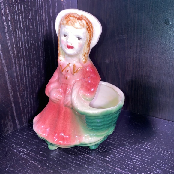 Art Vintage Ceramic Girl Planter Poshmark